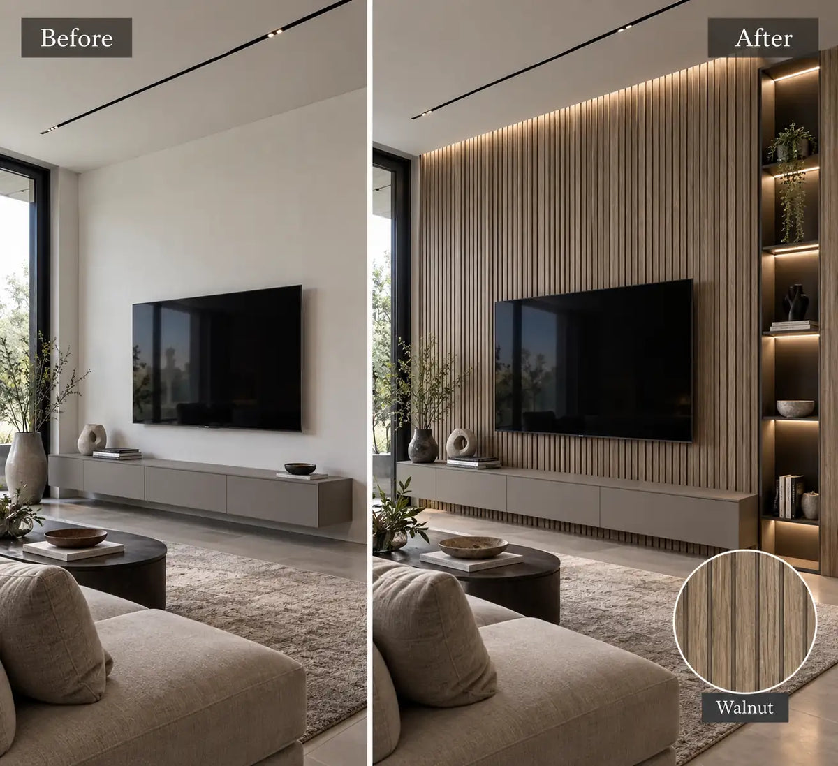 Slat Acoustic Panel — Walnut Dark