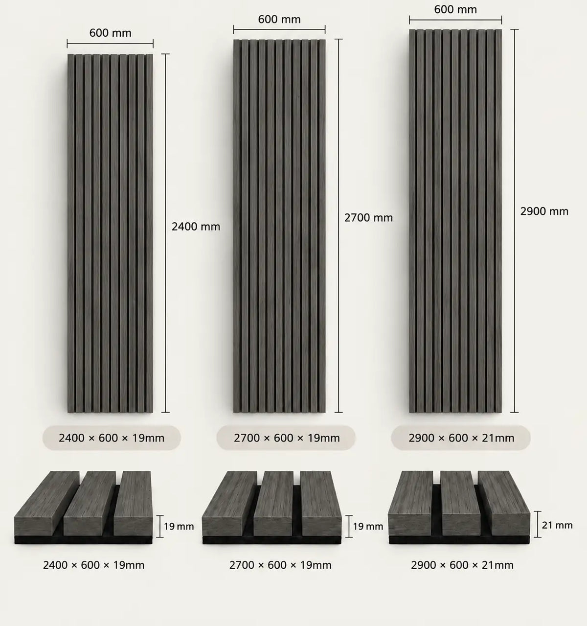 Slat Acoustic Panel — Charcoal