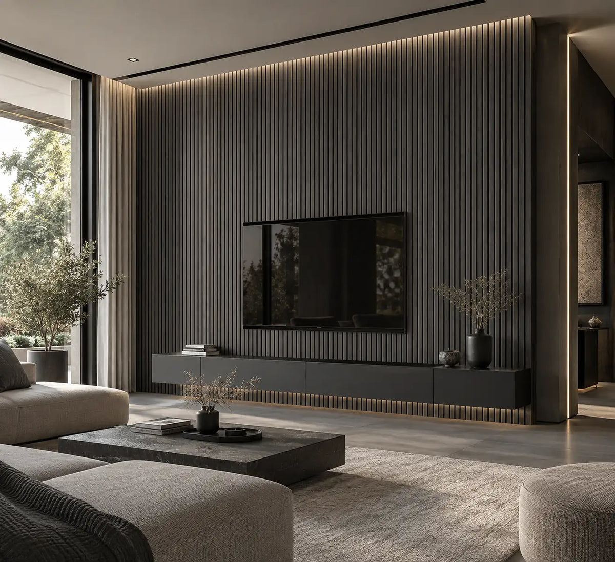 Slat Acoustic Panel — Charcoal