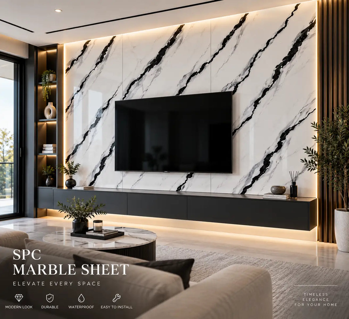 Ivory White SPC marble sheet panel