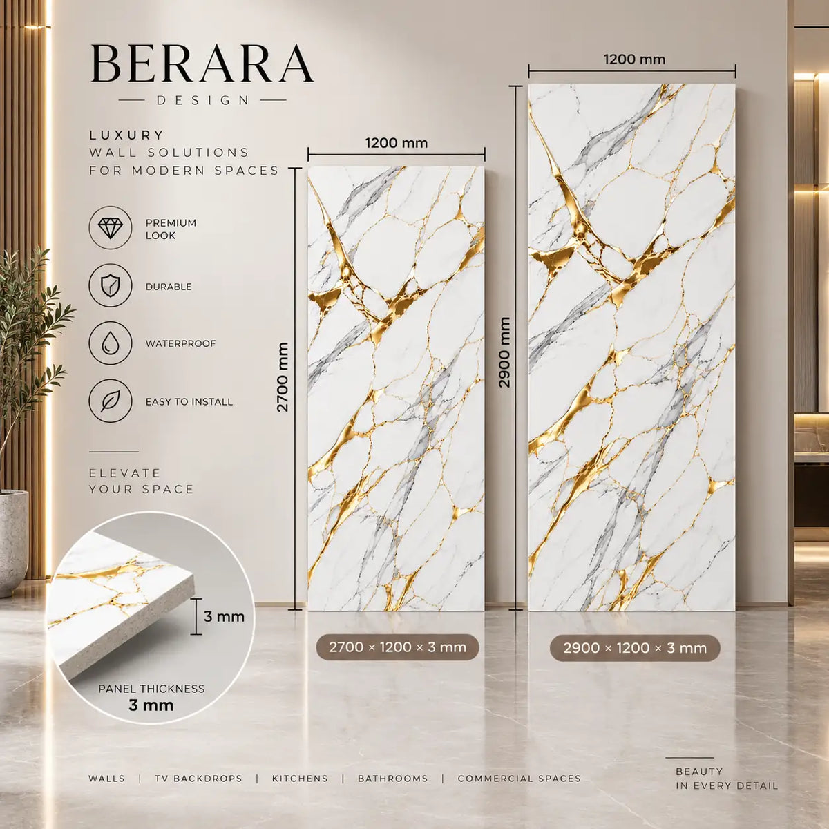 Landu Gold SPC marble sheet panel