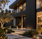 Black WPC cladding installed on an outdoor wall