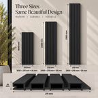Black WPC panel shown in 1800, 2400 and 2900 mm lengths