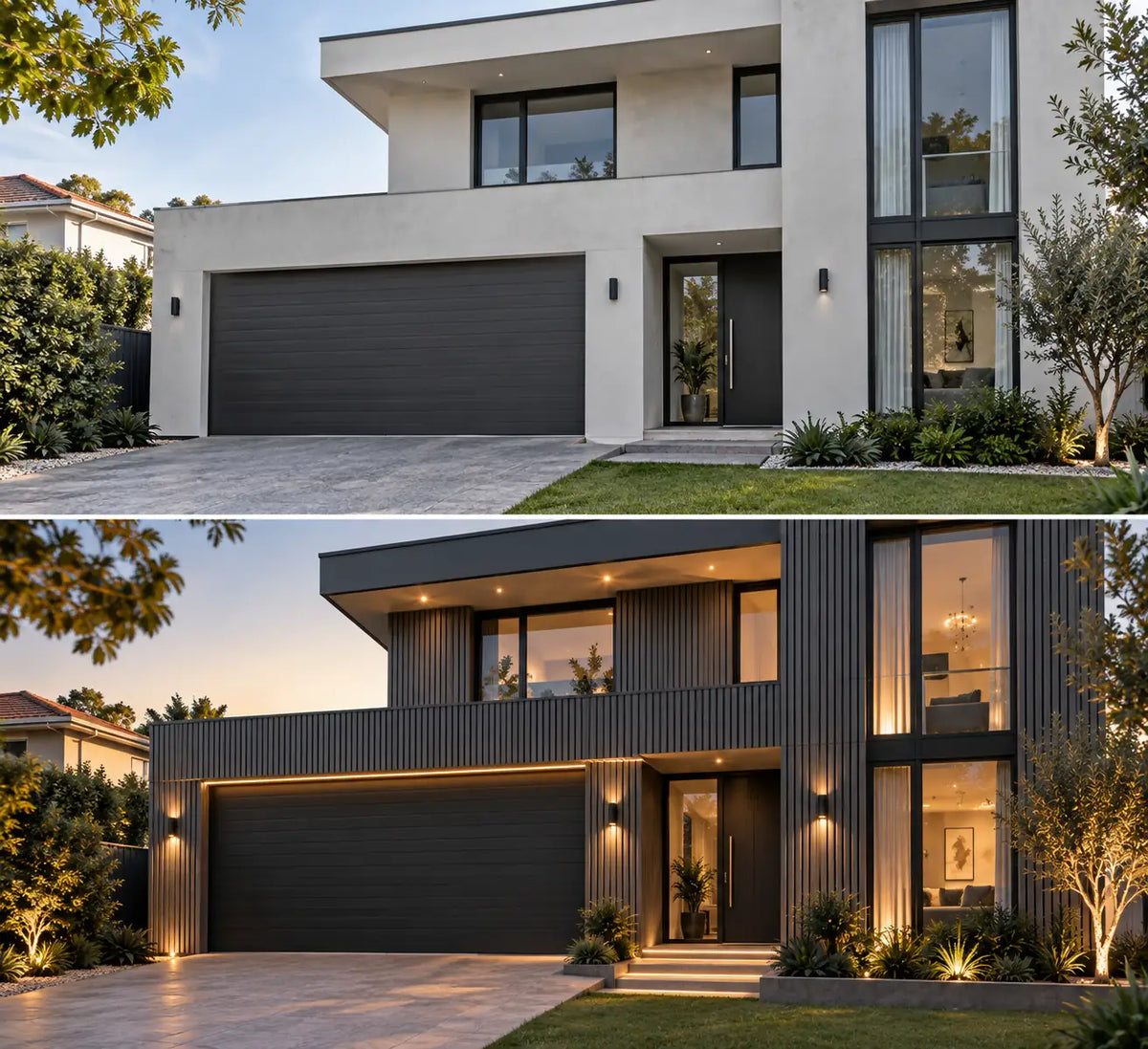 Charcoal WPC cladding installed on an outdoor wall