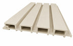 Cream WPC panel profile showing four slats and 26 mm depth