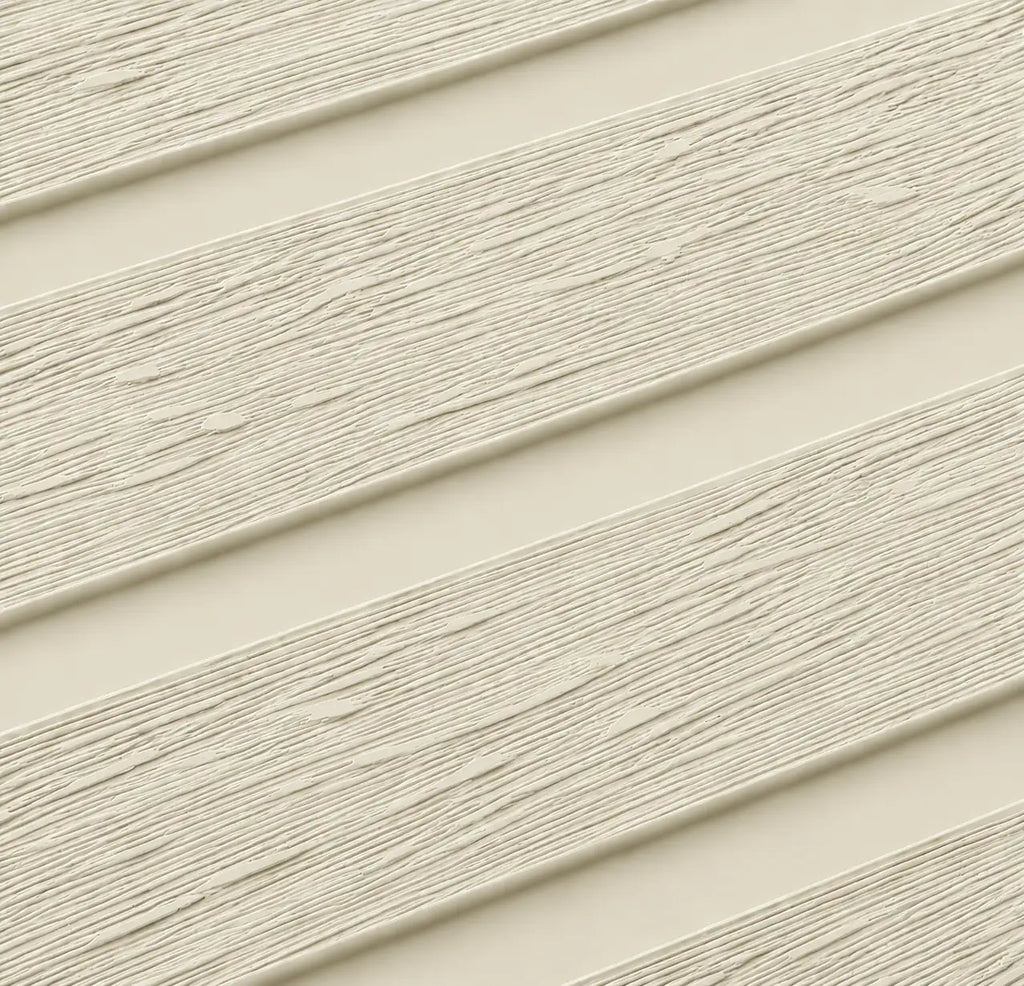 Close-up of the Cream WPC panel timber-look texture