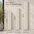 Cream WPC panel shown in 1800, 2400 and 2900 mm lengths