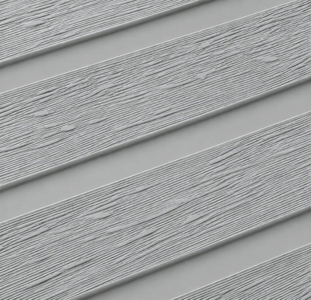 Close-up of the Light Grey WPC panel timber-look texture