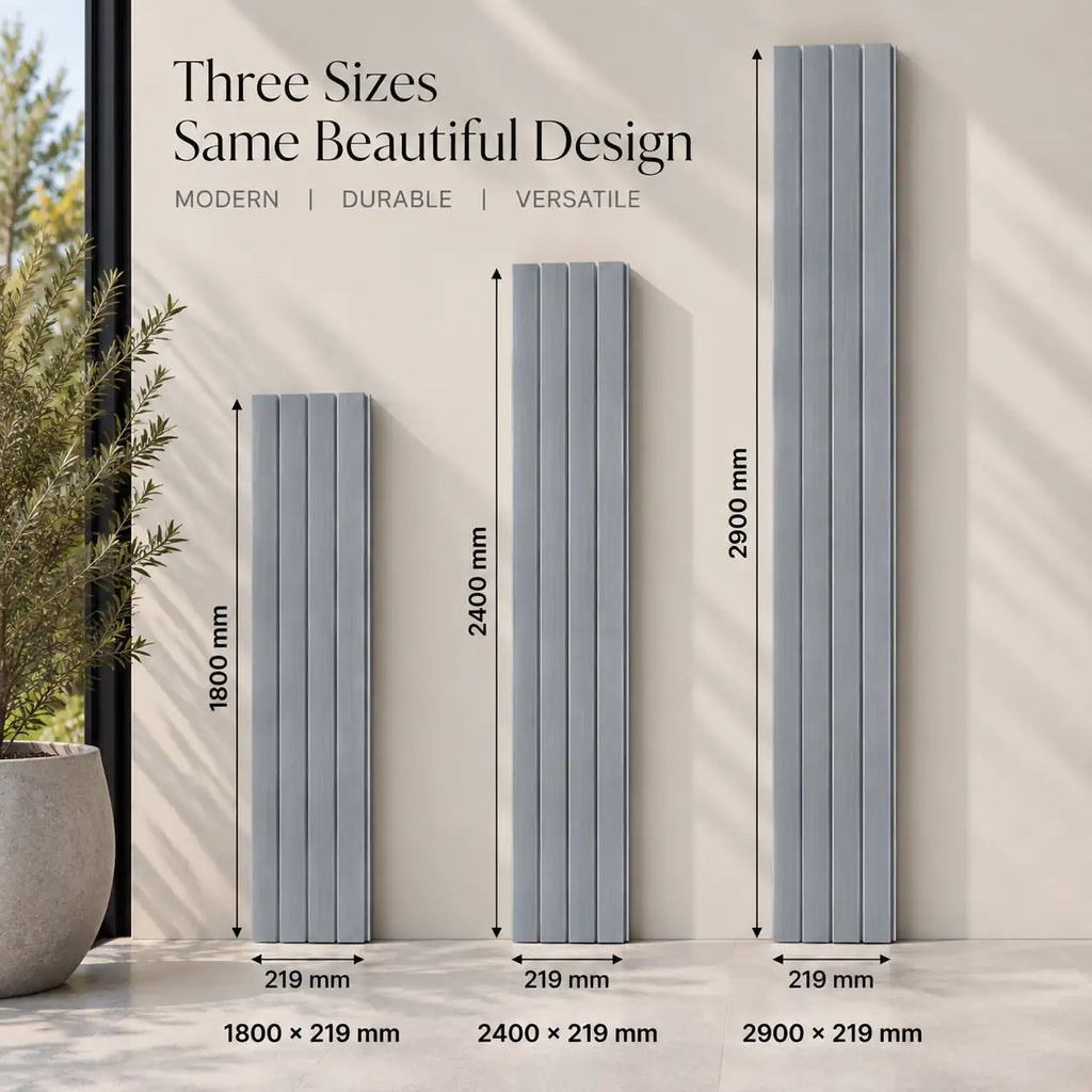 Light Grey WPC panel dimensions — 219 mm wide, 26 mm deep