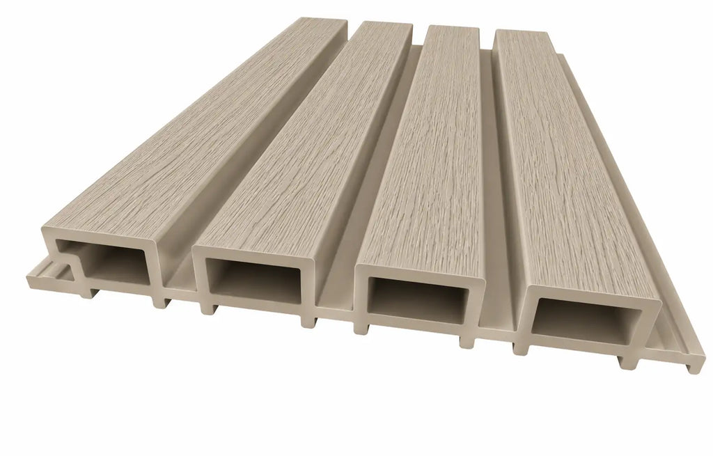Maple WPC panel profile showing four slats and 26 mm depth