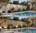 Before and after — outdoor wall clad in Maple WPC panels