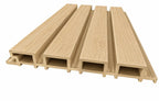 Oak WPC panel profile showing four slats and 26 mm depth