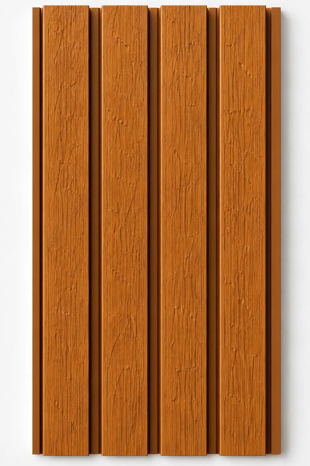 WPC outdoor wall panel in Teak — front view