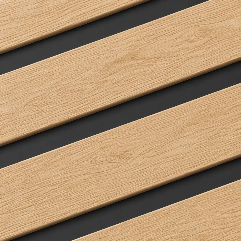 Close-up of the Teak-Dark WPC panel timber-look texture