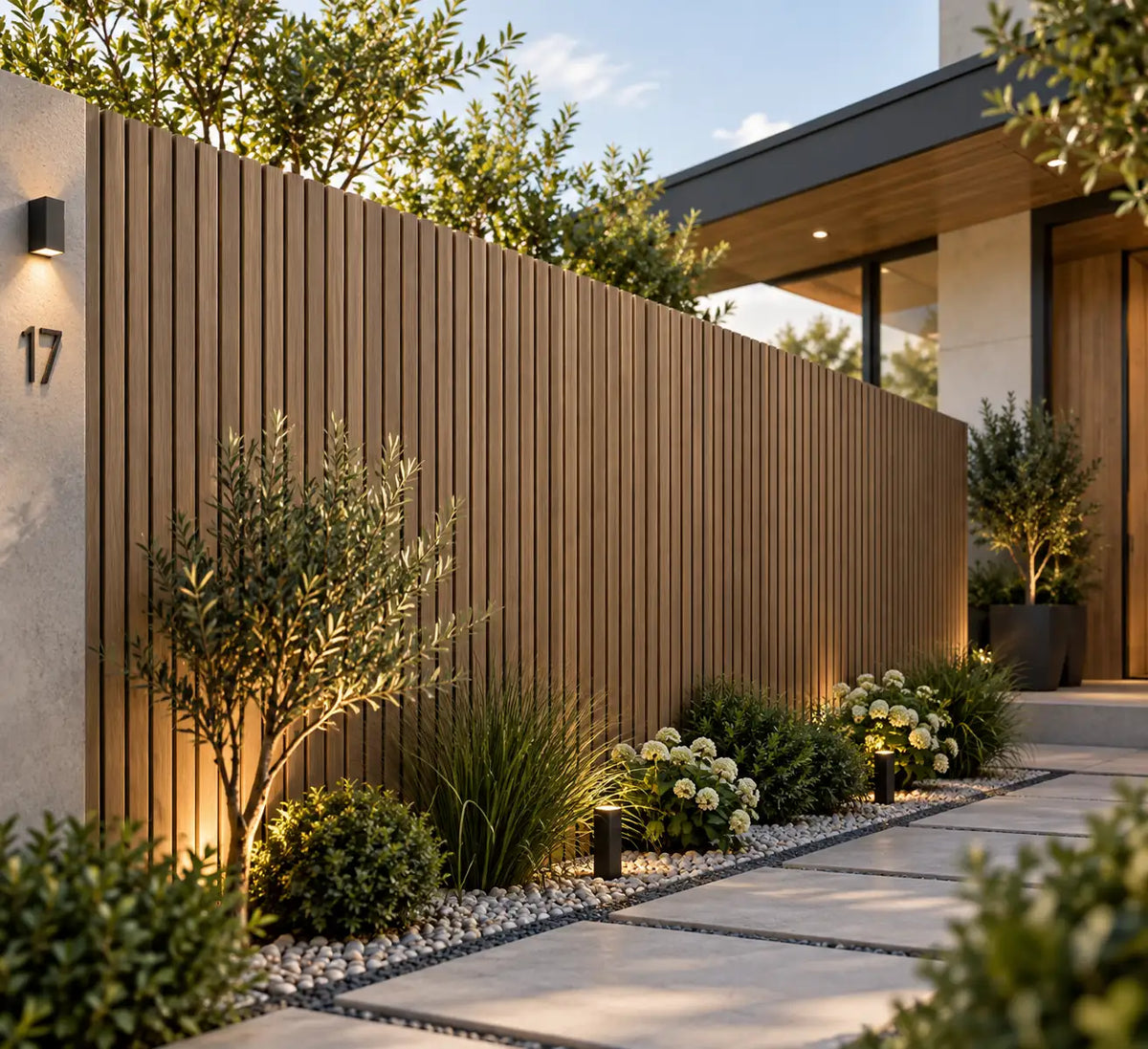 Walnut WPC cladding installed on an outdoor wall