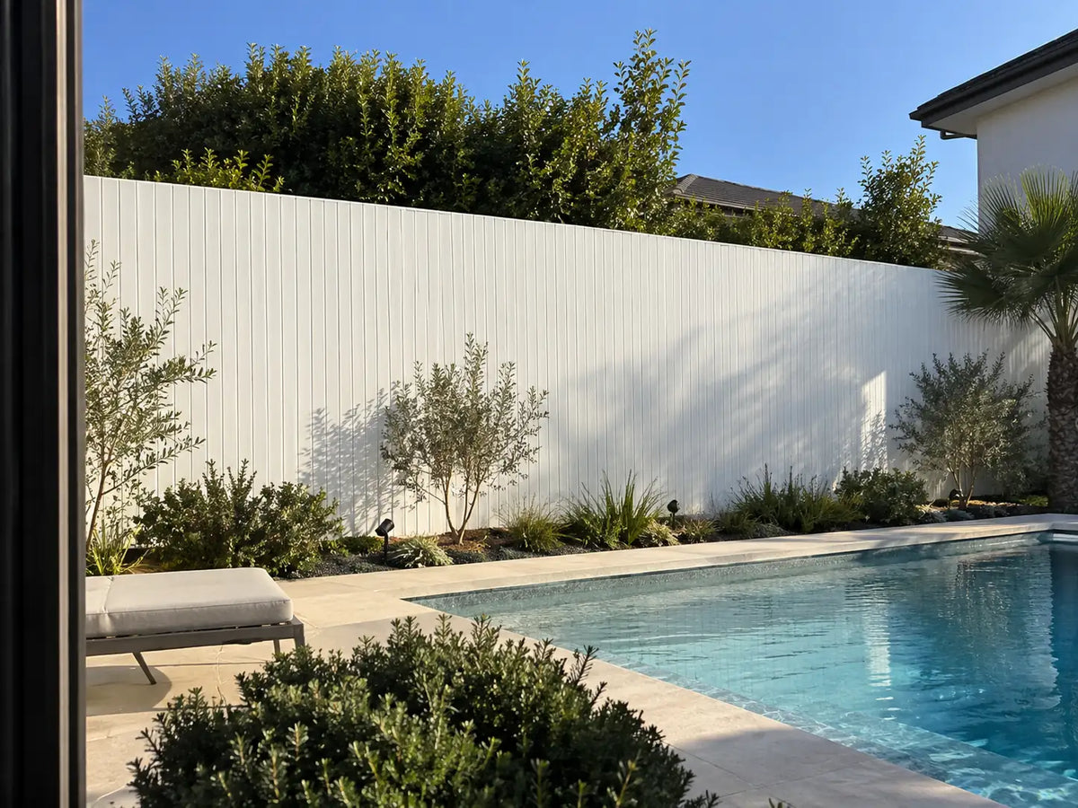 White WPC cladding installed on an outdoor wall