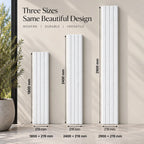 White WPC panel shown in 1800, 2400 and 2900 mm lengths
