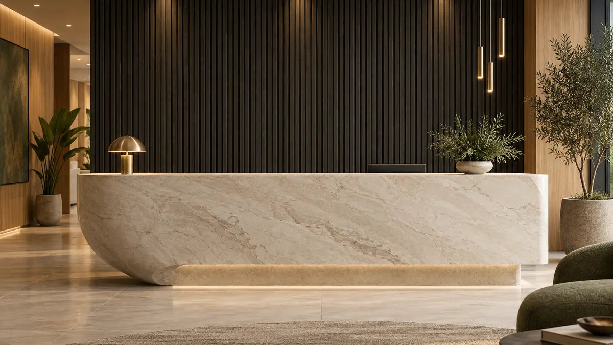 Commercial reception with charcoal acoustic panels